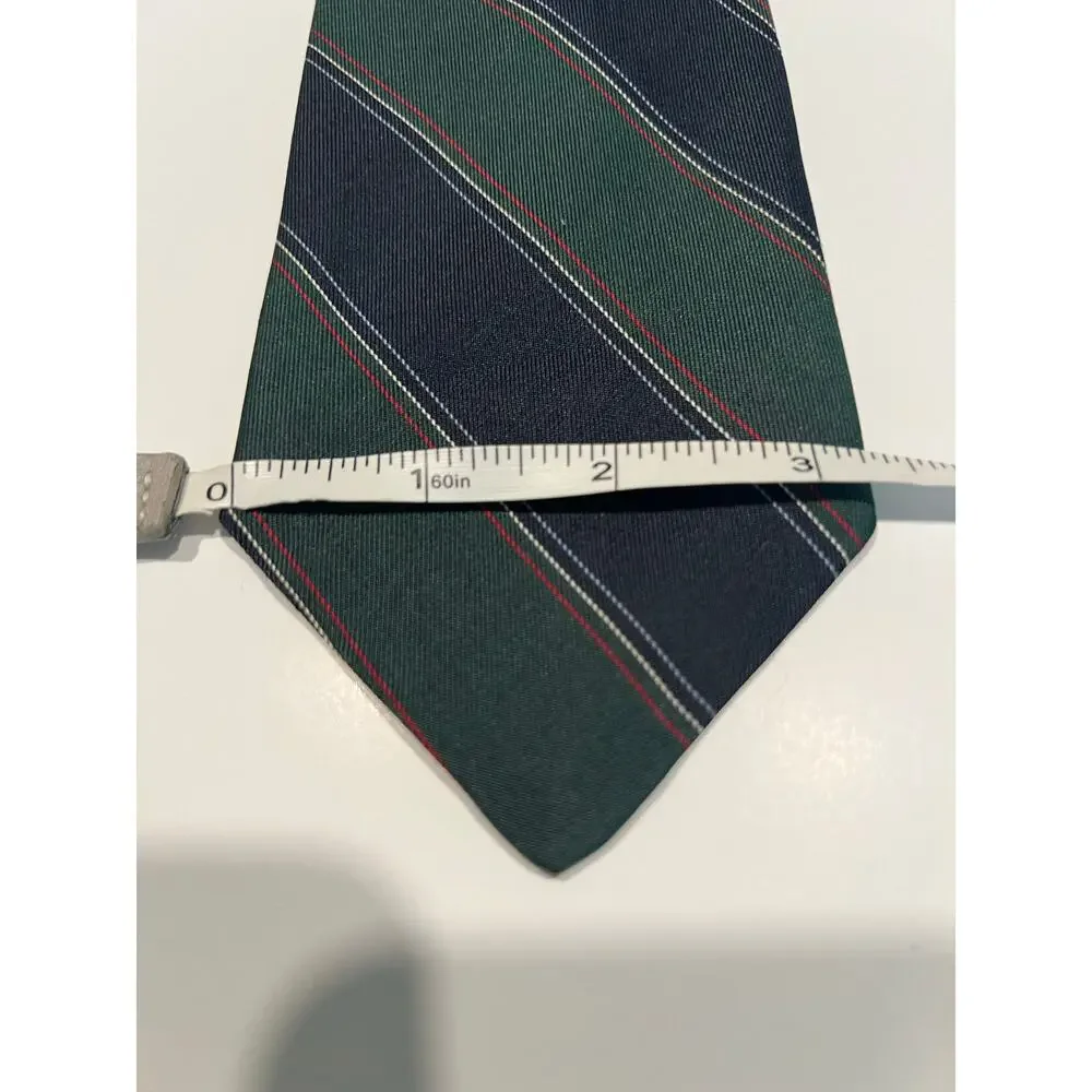 Vintage Briar Bespoke Silk Necktie Navy Blue Green Diagonal Stripes JL